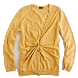 J. Crew Women’s Maya Twist-Front Mustard Yellow Cardigan Sweater
